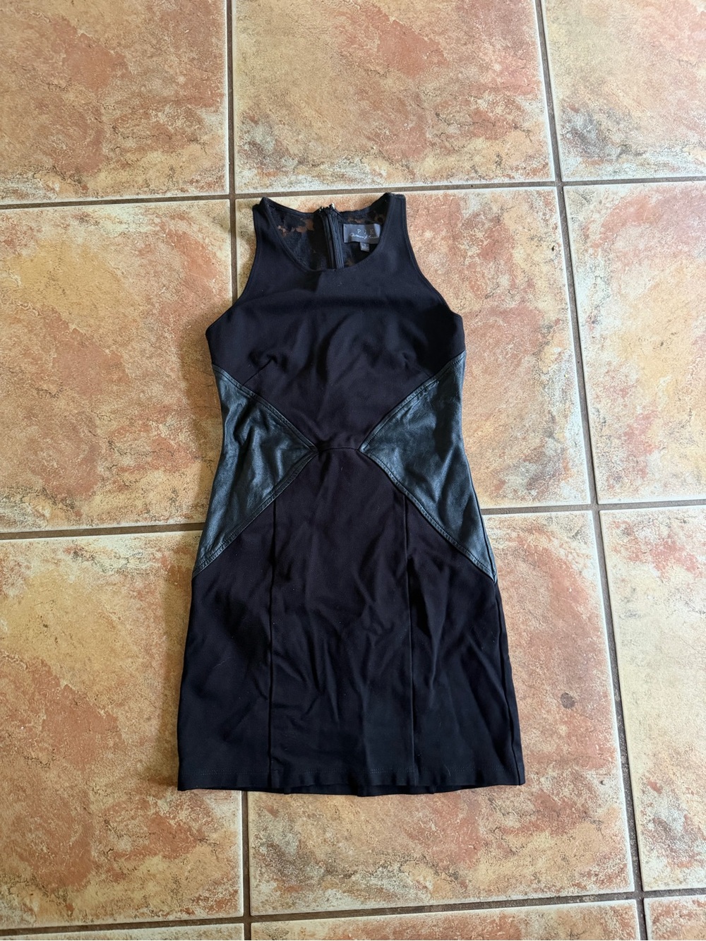 Peterson Kincaid S 100% leather panels Cut out Lace and Leather Dress Mini